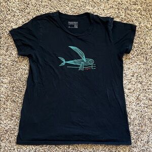 Patagonia Black Tee with Blue Graphic